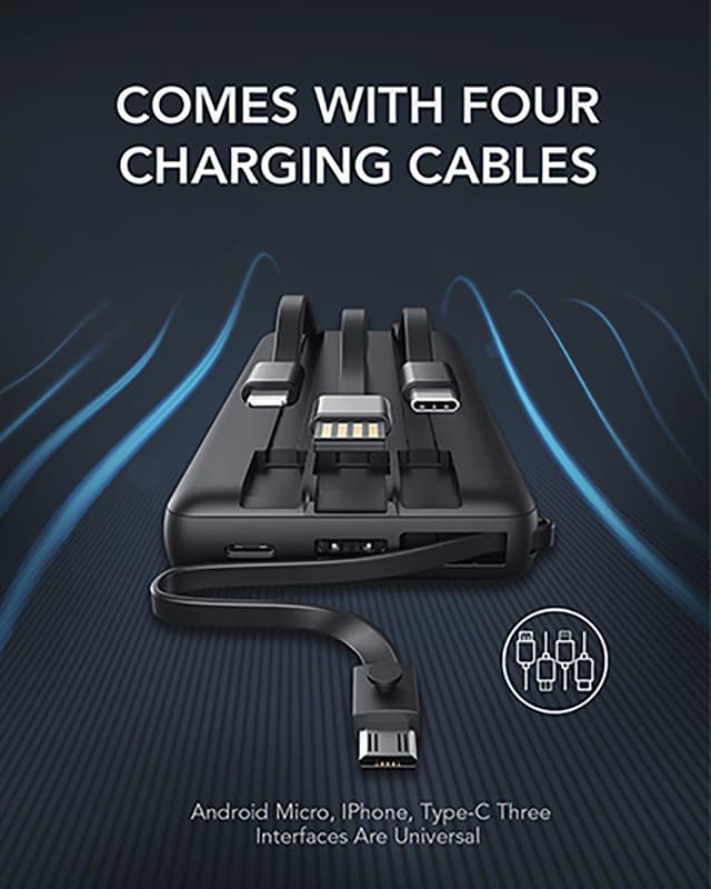 VP-2059 20000mah Veger Power Bank Build-in 4 Cables