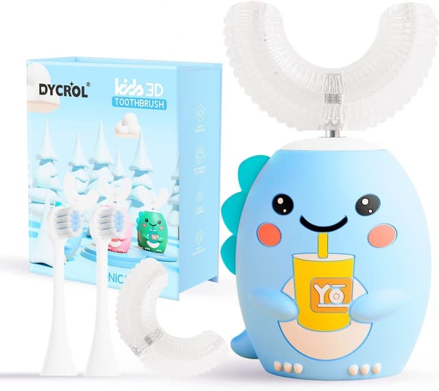 فرشاة أسنان للأطفال 360 درجة للتبييض وتنظيف الأسنان بعمق Dycrol Kids U Shaped Electric Toothbrush