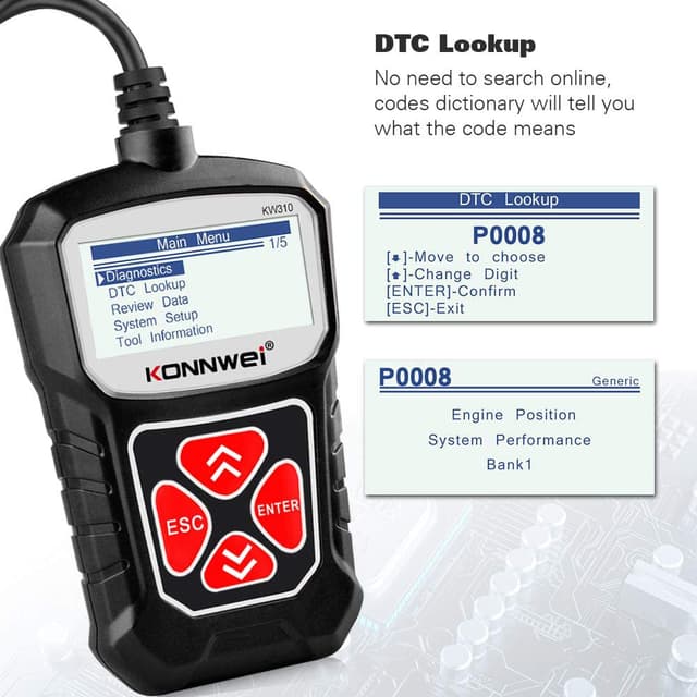 جهاز فحص السيارات كونوي لتشخيص مشاكل السيارة Crony KONNWEI KW310 OBD Scanner Full OBDII