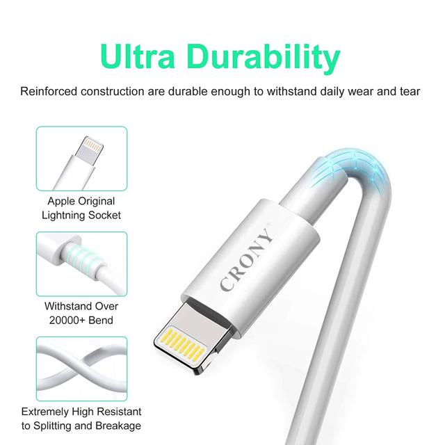 كيبل شحن من USB الى Lighting  - أبيض CRONY Quick Charge & Data C-Lighting Cable - SW1hZ2U6NjAxODI1