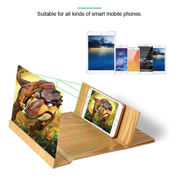 مكبر شاشة الجوال 12" - ذهبي Crony -  Wood-grain phone screen amplifier 3D Hd Movie Mobile Phone Screen Amplifier