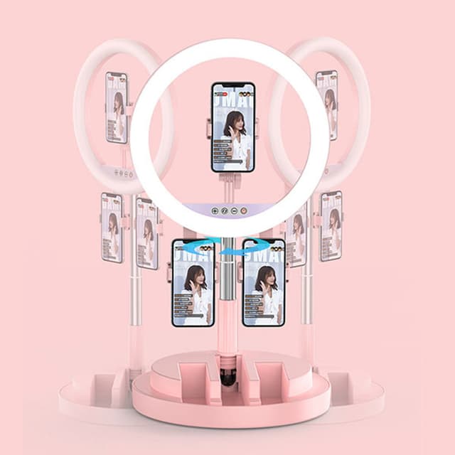 رينغ لايت مع هولدر عدد 3 للهاتف - أسود Crony Ring light with 3 mobiles phones integrated