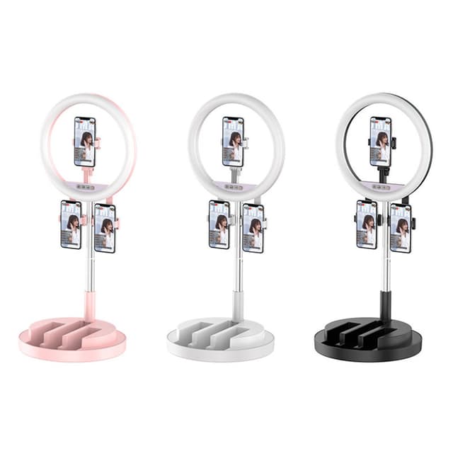 رينغ لايت مع هولدر عدد 3 للهاتف - أسود Crony Ring light with 3 mobiles phones integrated