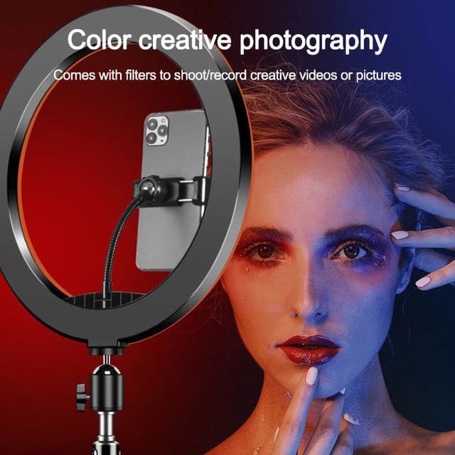رينغ لايت RGB 10" أسود MJ26 wire-controlled mobile phone RGB LED Live Fill Light - CRONY