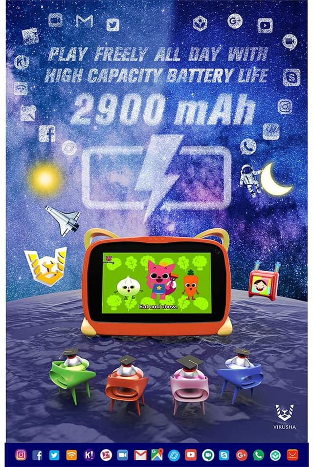 تابلت تعليمي للاطفال 7 بوصة 8 غيغابايت تخزين 1 غيغابايت رام كروني Crony VK-R1 7inch Kids Education Tablet - 721011