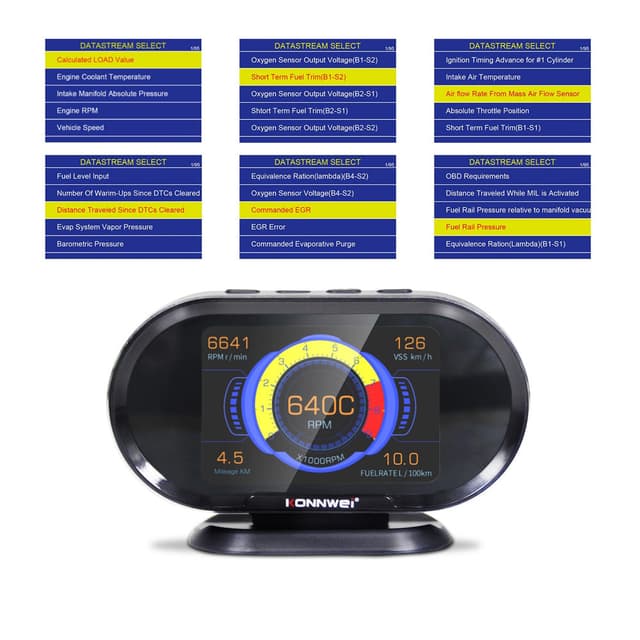 جهاز فحص السيارة لكشف أعطال السيارة كونوي KONNWEI KW206 HUD OBD2 Car Diagnostic Scanner