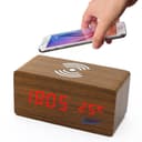 CRONY Digital LED  BT Alarm Clock With Wireless Charging Wooden Clock Brown 1299