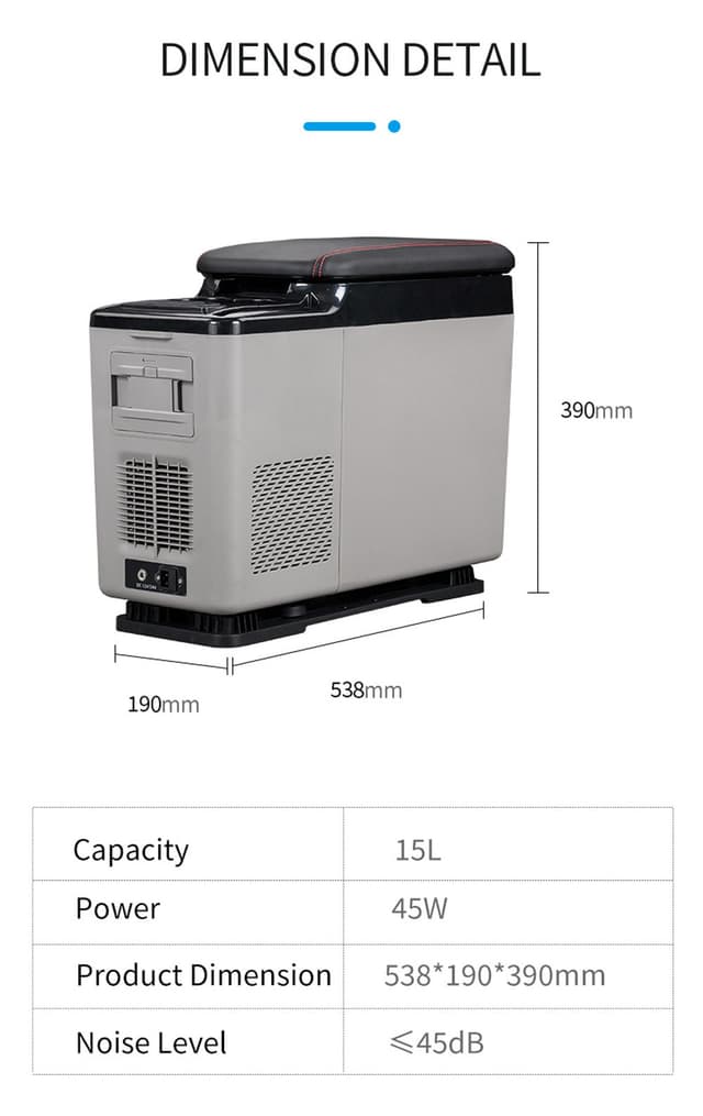 ثلاجة سيارة 15 لتر بدون بطارية كروني CRONY Vehicle Refrigerator with centre armrest