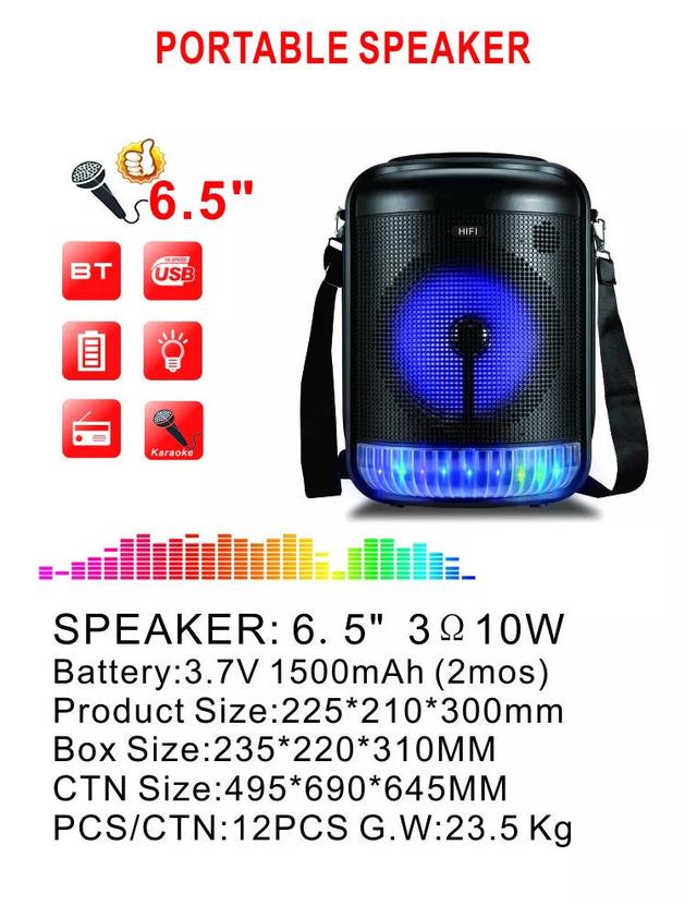 سبيكر بلوتوث مع مايكرفون RX-6101 colorful light portable speaker - CRONY - SW1hZ2U6NjA0NTYy