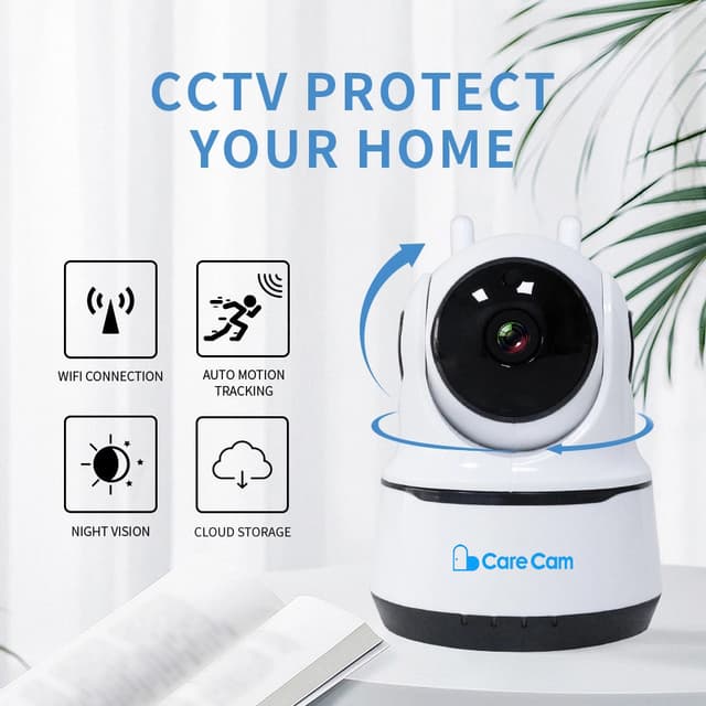 carecam CRONY NIP-26 1080p WiFi Home Smart Camera, Indoor Security Surveillance with Night Vision, Monitor with iOS, Android App, Compatible with Google Home