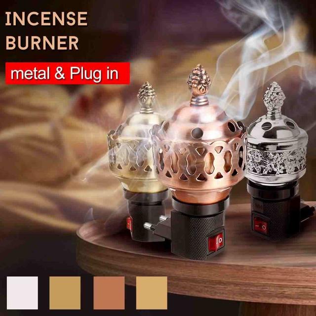 CRONY M-19 Incense Burner Plug Portable Mini Electric Bakhoor Burner Incense Metal Burners Square Pearl incense electric incense burner - SW1hZ2U6NjAxOTkx