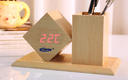 CRONY CN2025 Wooden pen holder digital LED Clock with Alarm and Temperature
