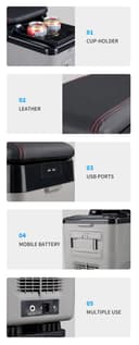 ثلاجة سيارة 15 لتر بدون بطارية كروني CRONY Vehicle Refrigerator with centre armrest