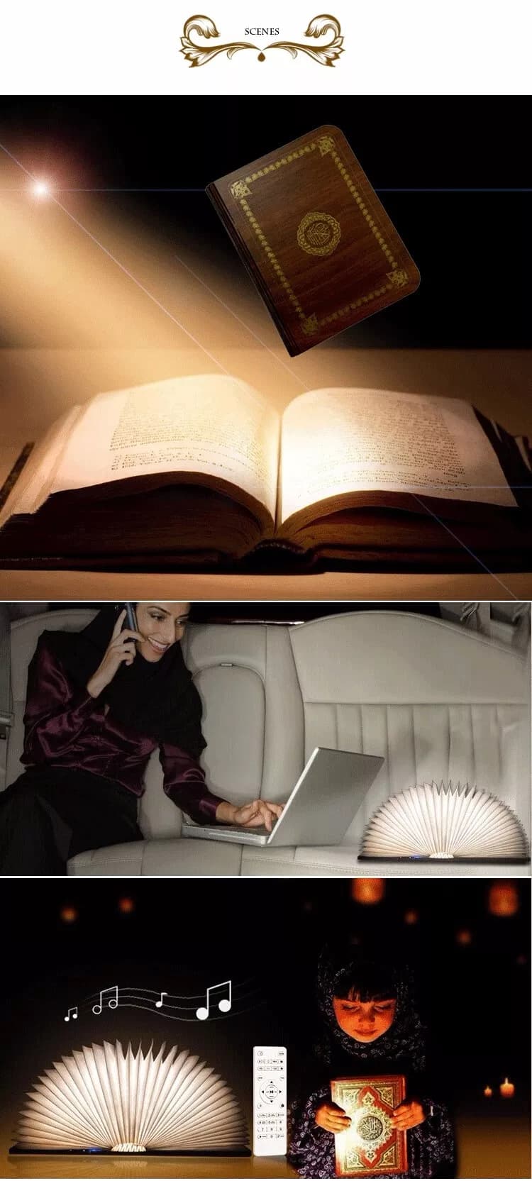 Equantu SQ202 LED book shape with colorful light quran speaker with Urdu Translation