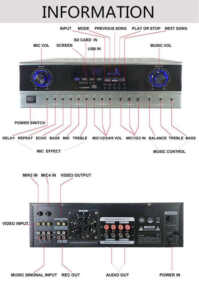 CRONY AV8600 Professional system Amplifier with BT sound system power amplifier home audio amplifier 120w with coaxial and optical input - SW1hZ2U6NjE0MzY2