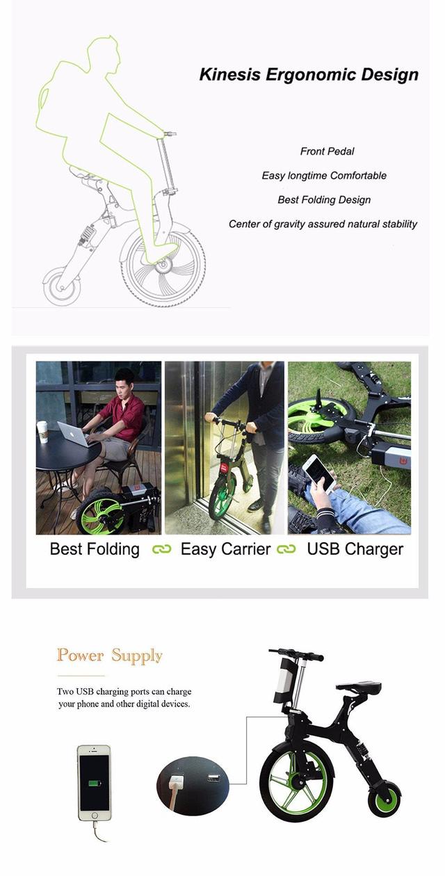 CRONY Mini-Q Fold Electric Bike 36V 250W Portable Electric motorcycle - SW1hZ2U6NjE3NjQ2