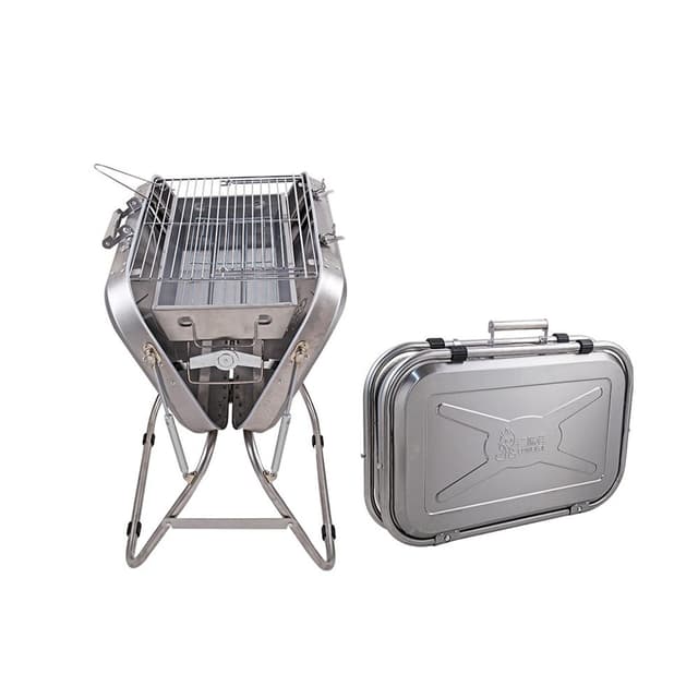 شواية متنقلة ستانلس ستيل قابلة للطي فضي كروني Crony Silver Foldable Stainless Steel Portable Bbq grill