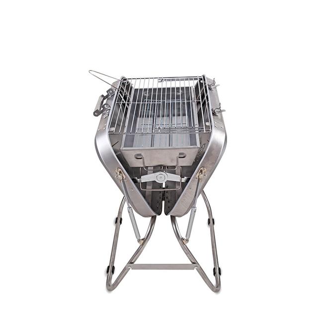 شواية متنقلة ستانلس ستيل قابلة للطي فضي كروني Crony Silver Foldable Stainless Steel Portable Bbq grill