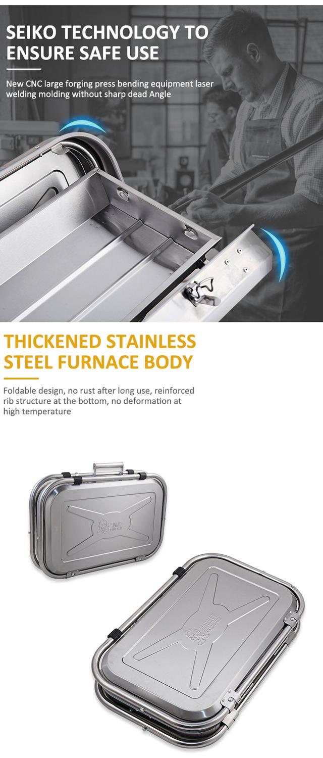 شواية متنقلة ستانلس ستيل قابلة للطي فضي كروني Crony Silver Foldable Stainless Steel Portable Bbq grill