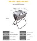 شواية متنقلة ستانلس ستيل قابلة للطي فضي كروني Crony Silver Foldable Stainless Steel Portable Bbq grill