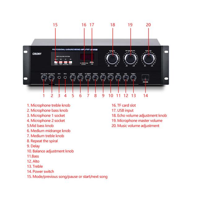 CRONY AV5100 Professional system Amplifier with BT Power amplifier home KTV - SW1hZ2U6NjEyOTU4