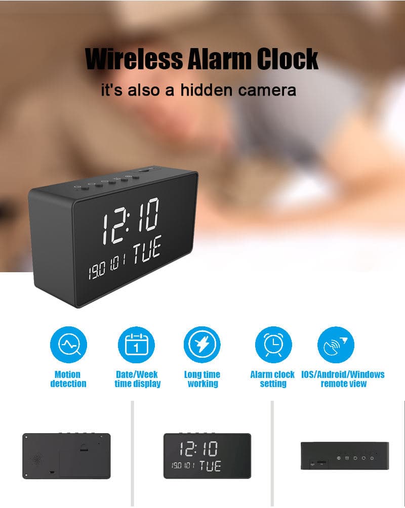 TUYA APP Smart WIFI Wireless Motion Detection Hidden Alarm Clock Camera 1080P
