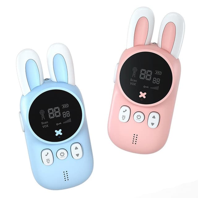 Crony Rabbit Kids 0.5W walkie-talkie Walkie Talkies for Kids Bunny Pattern 22 Channels 3KM Range 2 Way Radio VOX Children with Backlit Flashlight 2 pcs