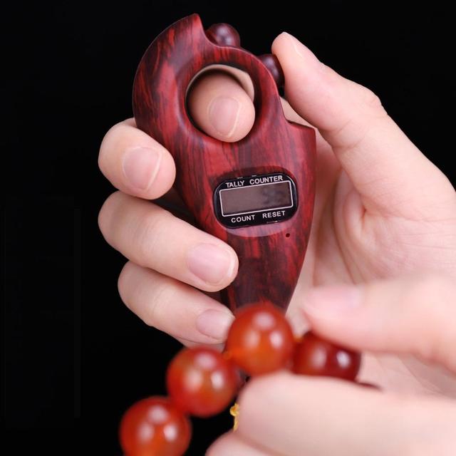 Crony Wood digit tasbih CRONY Quran 31 32 33 34 Buddha Tasbeh Rosary chanting mechatronic counter - SW1hZ2U6NjAyMTk3