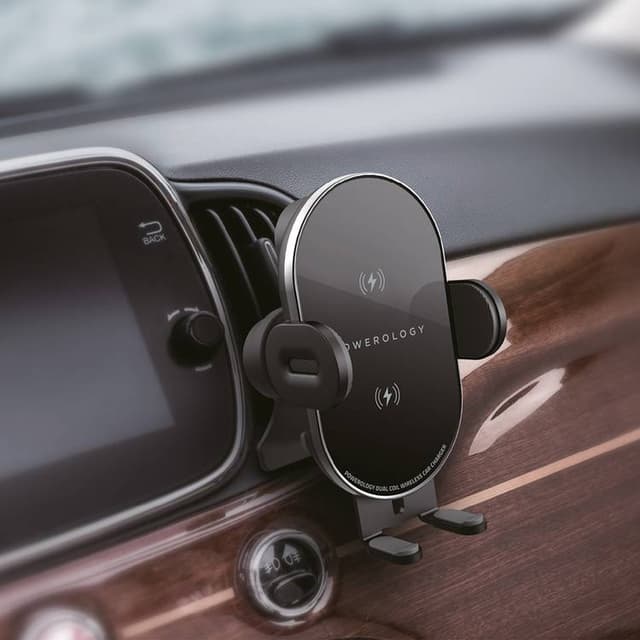 حامل وشاحن جوال لاسلكي للسيارة Powerology 15W Fast Wireless Car Charger Mount 3 In 1