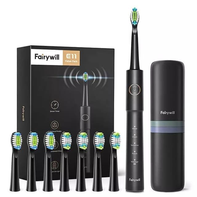 فرشاة اسنان كهربائية ذكية Fairywill E11 Sonic Electric Toothbrush with 8 Bursh Heads Travel Case