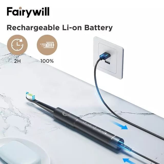 فرشاة اسنان كهربائية ذكية Fairywill E11 Sonic Electric Toothbrush with 8 Bursh Heads Travel Case