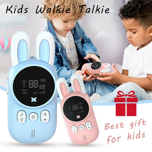Crony Rabbit Kids 0.5W walkie-talkie Walkie Talkies for Kids Bunny Pattern 22 Channels 3KM Range 2 Way Radio VOX Children with Backlit Flashlight 2 pcs
