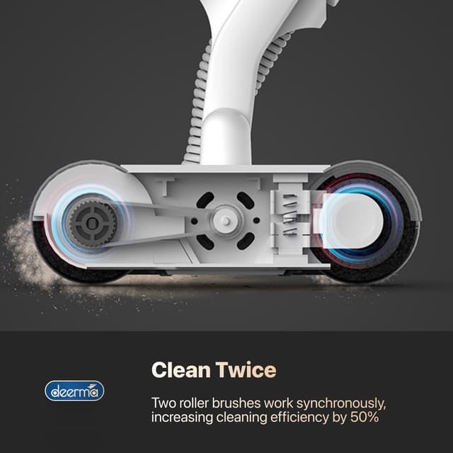 Deerma VC55 Dual-Axis Portable Handled Vacuum Cleaner, Rechargeable, High-Tech Dual-Axis, Vertical/Dual-Motor, HEPA Filtratation,Type C Charging, 13000Pa Motor – White - 222601