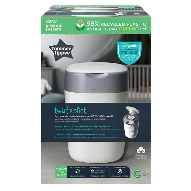 Tommee Tippee Twist & Click Nappy Disposal Sangenic Bin - White + Cassette x 1 - SW1hZ2U6NjY1NTA5