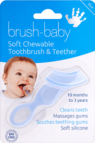 Brush Baby - Soft Teether Brush For Babies And Toddlers - Blue
