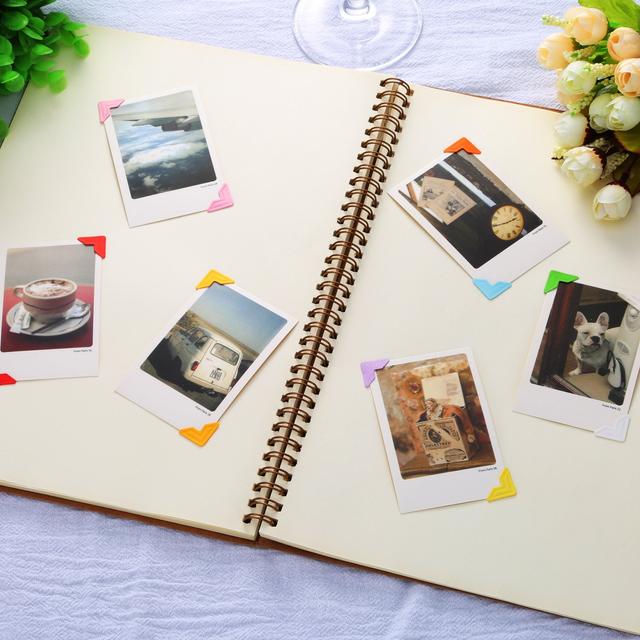 O Ozone 10 Sheets Photo Mounting Corners Stickers Self Adhesive Colorful Decor Picture Album Kraft Paper Stickers Protector for DIY Crafts Scrapbooking Album Dairy Frame -Multicolor - SW1hZ2U6NjI2MTk1