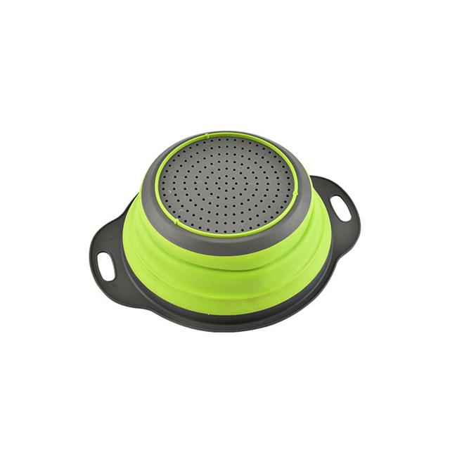 طقم مصافي مطبخ سيليكون قابلة للطي 2 في 1 أخضر O Ozone - 2 in 1 Foldable Silicone Kitchen Strainer  Green - SW1hZ2U6NjI2Mzc5