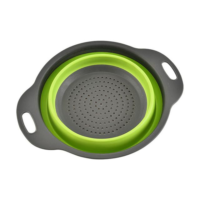 O Ozone 2 in 1 Foldable Silicone Kitchen Strainer [ Rice Strainer , Pasta Strainer , Vegetable Strainer , Fruits Strainer ] [ Heat Proof ] [ Food Grade Material ] Colander - Green - SW1hZ2U6NjI2Mzgx