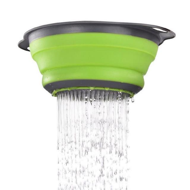 O Ozone 2 in 1 Foldable Silicone Kitchen Strainer [ Rice Strainer , Pasta Strainer , Vegetable Strainer , Fruits Strainer ] [ Heat Proof ] [ Food Grade Material ] Colander - Green - SW1hZ2U6NjI2Mzg5