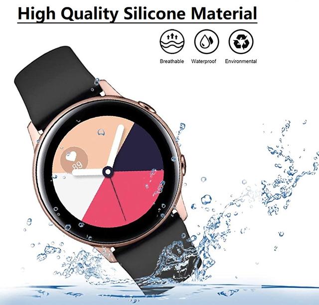 O Ozone 20mm Silicone Watch Band for Samsung Galaxy Watch 4 40mm 44mm/Galaxy Watch 4 Classic/Active 2 40mm 44mm/Galaxy Watch 3 41mm Bands, Soft Silicone Smart Watch Wristband for Men Women- Black - SW1hZ2U6NjI2NDE3