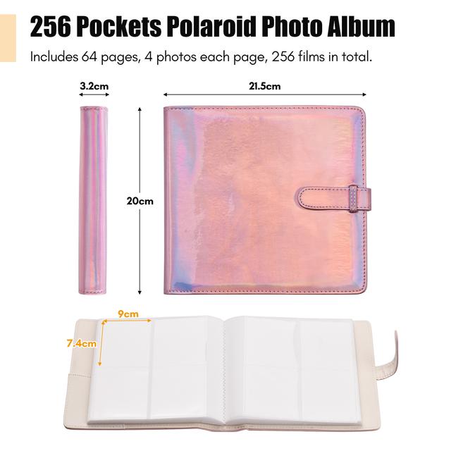 البوم صور جلد لكاميرا فوجي فيلم انستاكس ميني 256 صورة من او اوزون O Ozone 256 Pockets Polaroid Book Photo Albumfor Fujifilm Instax Mini Pink - SW1hZ2U6NjI2NTcz