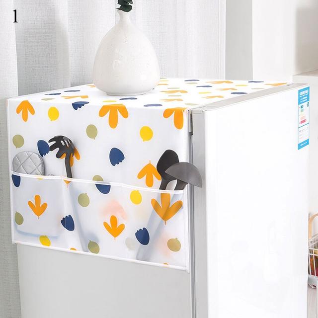 O Ozone Dust-Proof Fridge Cover Washing Machine Cover [ Fridge Organizer ] with Storage Pockets for Pods, Utensils or Anything for Quick Access- (Multicolor) - SW1hZ2U6NjI3ODc3