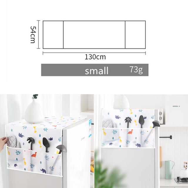 O Ozone Dust-Proof Fridge Cover Washing Machine Cover [ Fridge Organizer ] with Storage Pockets for Pods, Utensils or Anything for Quick Access - White - SW1hZ2U6NjI3ODY1