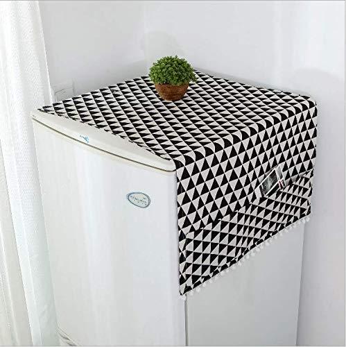 O Ozone Fridge Dust-Proof Cotton Cover, Multi-Purpose Washing Machine Top Cover with Storage Pockets for Pods Home and Kitchen (Black Pattern) - SW1hZ2U6NjI3OTI2