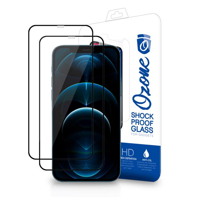 لاصقة حماية الشاشة لهاتف Apple iPhone 12 حزمة 2في1 HD Glass Protector Tempered Glass Screen Protector Shock Proof - O Ozone - SW1hZ2U6NjI4MjUy