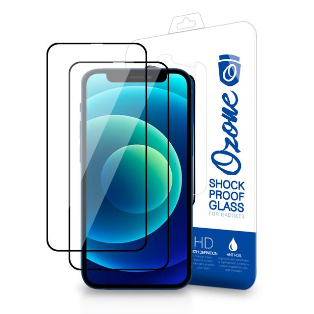 O Ozone HD Glass Protector Compatible for Apple iPhone 12 mini Tempered Glass Screen Protector [2 Per Pack] Shock Proof, Anti-Scratch [Designed Screen Guard for iPhone 12 Mini ] - Black - SW1hZ2U6NjI4MjM1