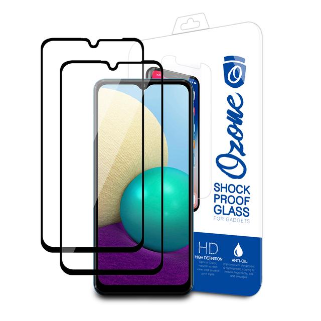 O Ozone HD Glass Protector Compatible for Samsung Galaxy A02 / A02S Tempered Glass Screen Protector Shock Proof [2 Per Pack] HD Glass Protector [Designed Screen Guard for Galaxy A02 / A02S ] - Black - SW1hZ2U6NjI4NDIz