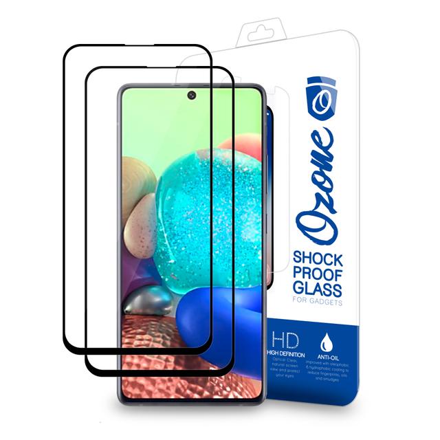 O Ozone HD Glass Protector Compatible for Samsung Galaxy A71 5G Tempered Glass Screen Protector [2 Per Pack] Shock Proof, Anti-Scratch [Designed Screen Guard for Galaxy A71 5G ] - Black - SW1hZ2U6NjI4NDc2
