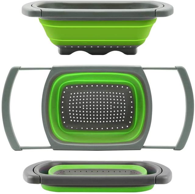 مصفاة مطبخ سيليكون قابلة للطي أخضر Foldable Silicone Kitchen Strainer – Green - O Ozone - SW1hZ2U6NjI4NTU5