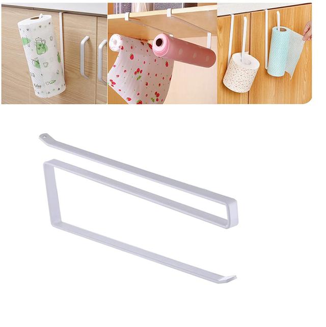 O Ozone Kitchen Tissue Holder [ Towel Rack, Spoon Spatula Holder ] Hanging Roll Tissue Dispenser [ Hang it on the Shelf Doors, or Cuboard or Under Cabinet ] Storage Rack - White - SW1hZ2U6NjI4NjA0